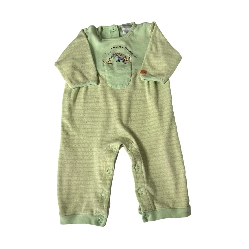 VTG Carter's John Lennon One Piece Green Outfit Imagine Lyrics Giraffes SZ 6-9 M